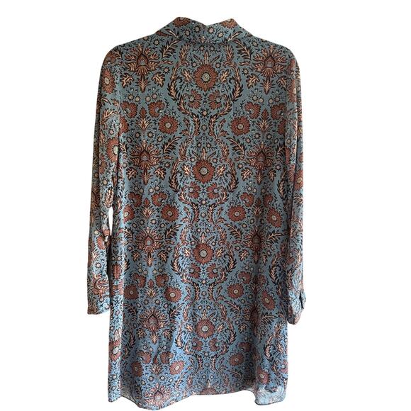 CAbi Provincial Long Sleeve Shift Dress Boho Blue Print size Medium - Picture 6 of 8